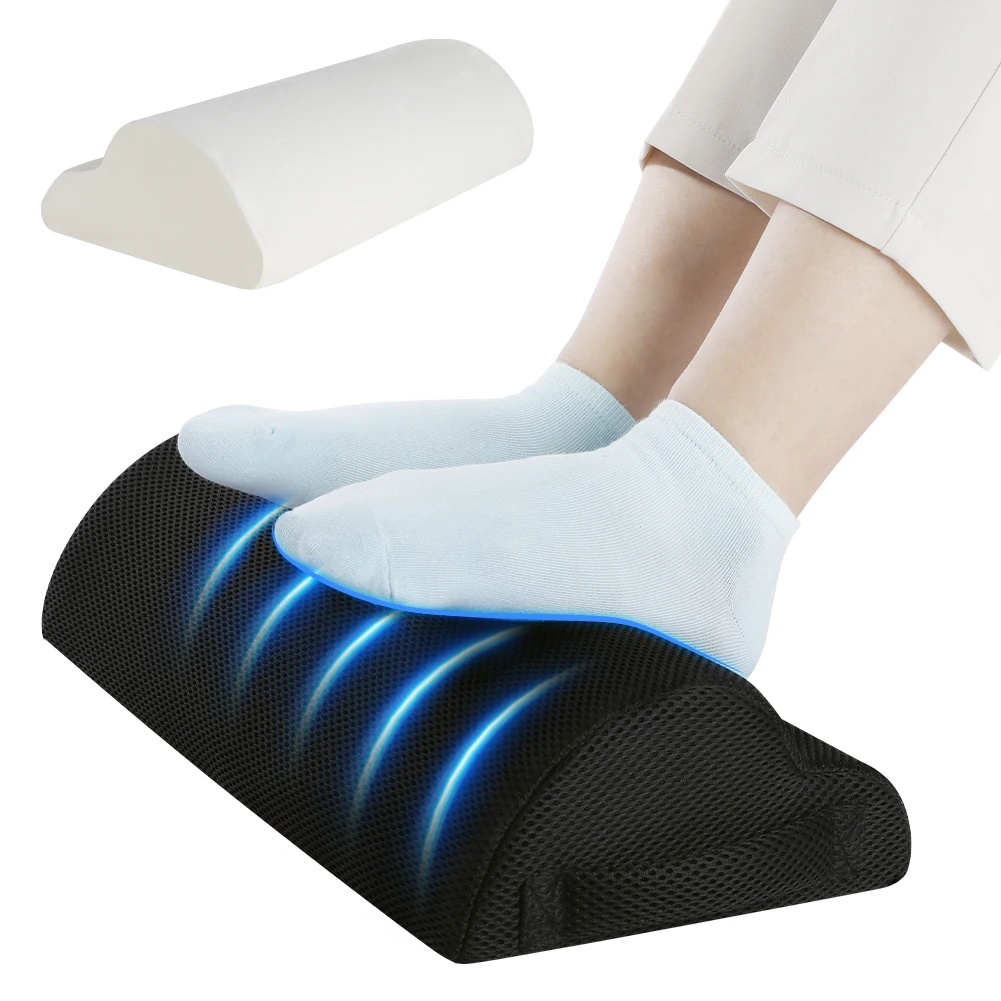 Footrest Under Desk - Memory Foam Office Foot Stool &